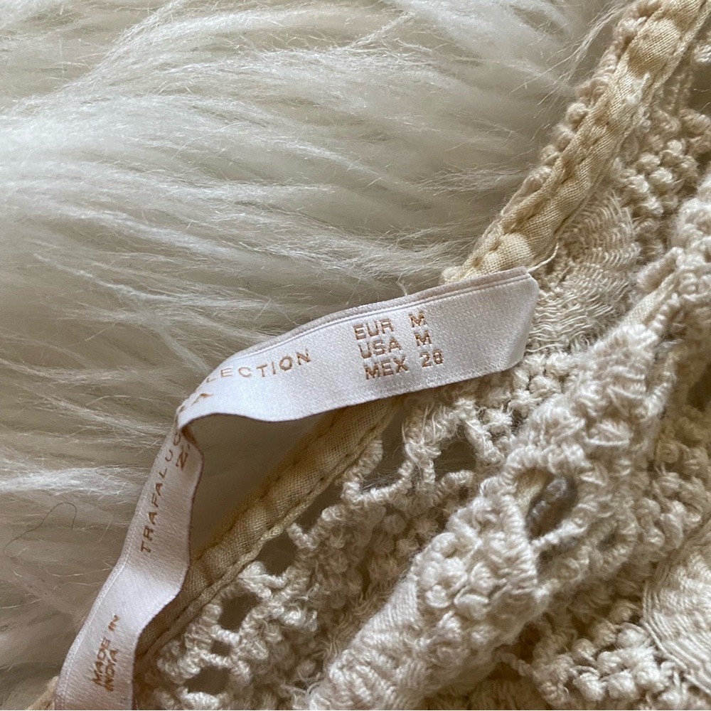 Zara Cream Crochet Floral Tank Top Size Medium - Picture 3 of 6
